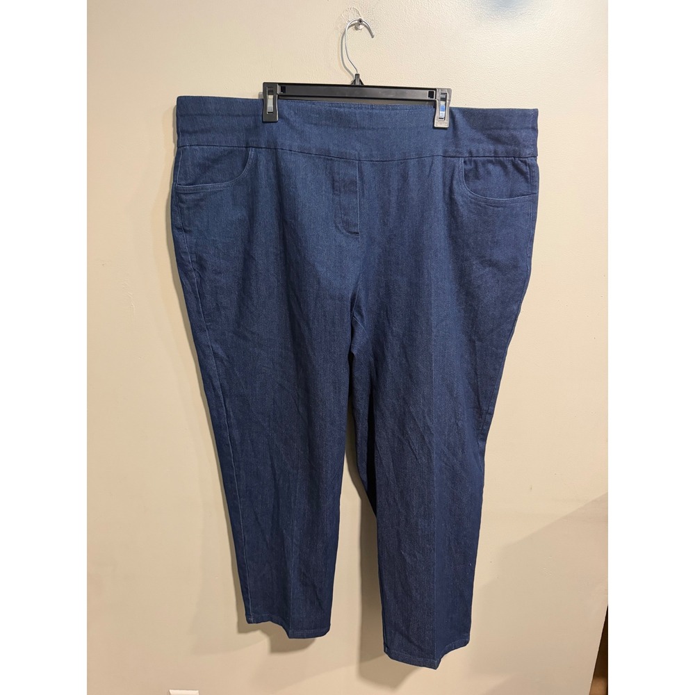 Alfred Dunner Woman Indigo Denim Pull On Straight Leg Pants Size 24W